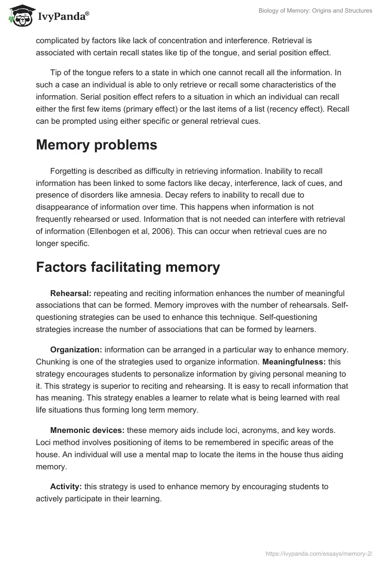 Biology of Memory: Origins and Structures. Page 4