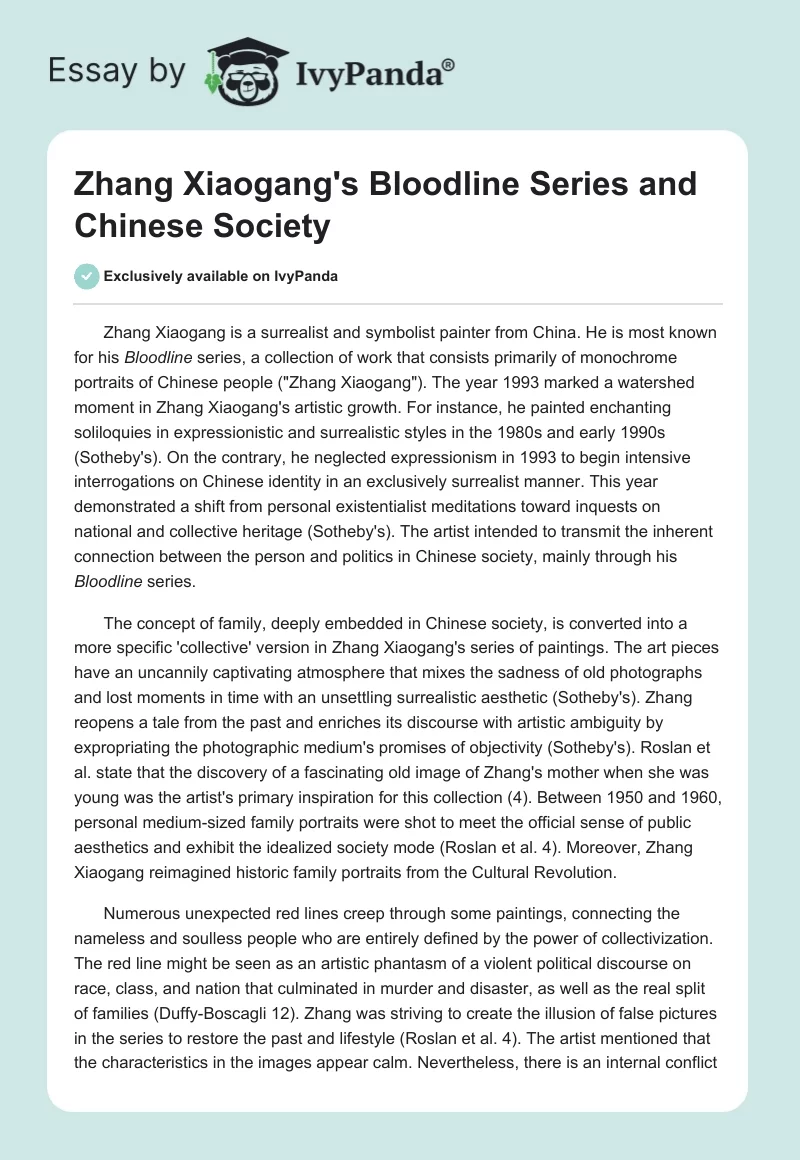 Zhang Xiaogang's Bloodline Series and Chinese Society. Page 1