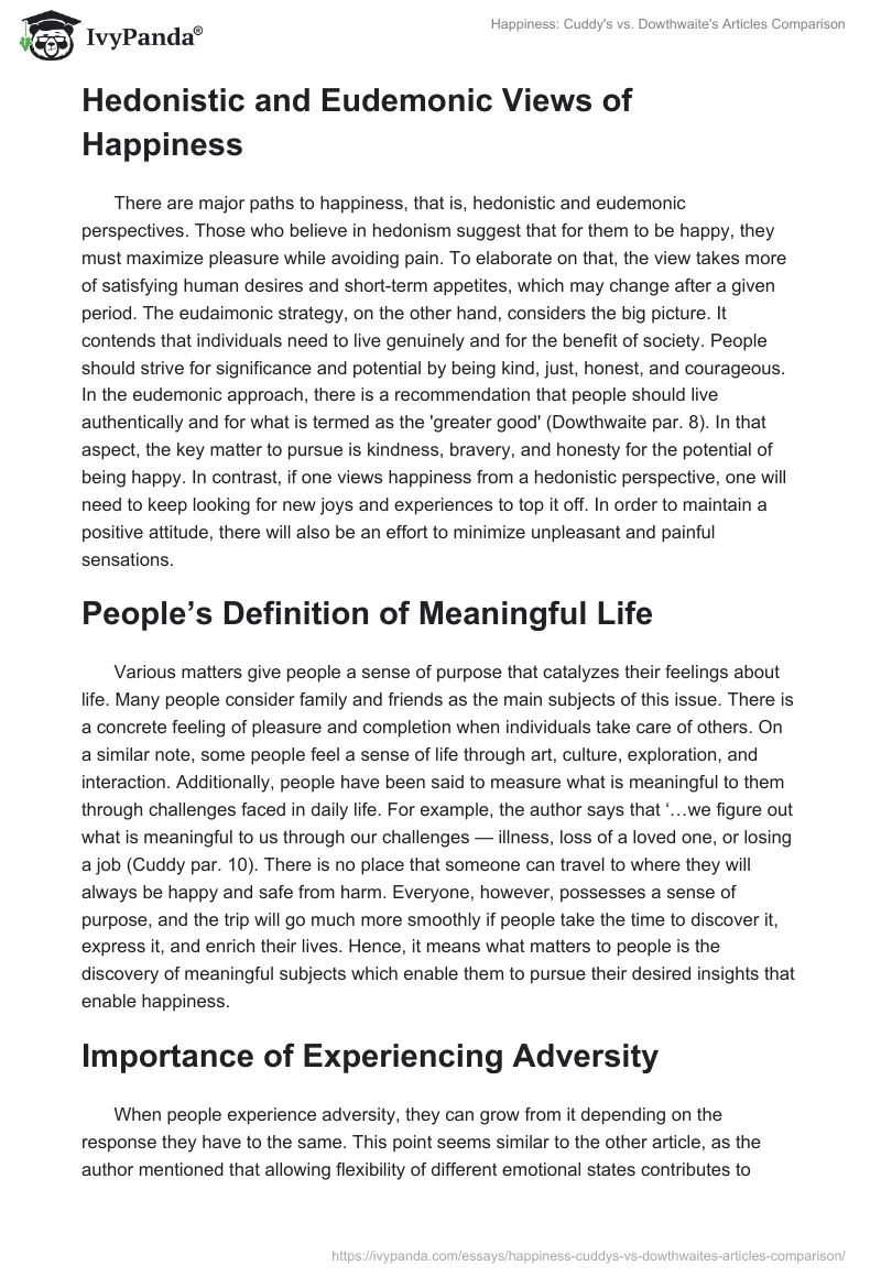 Happiness: Cuddy's vs. Dowthwaite's Articles Comparison. Page 3
