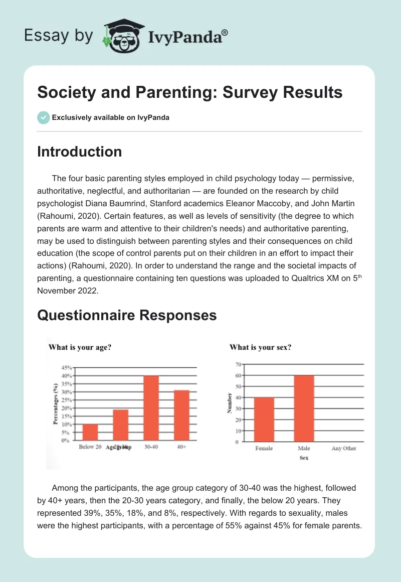 Society and Parenting: Survey Results. Page 1
