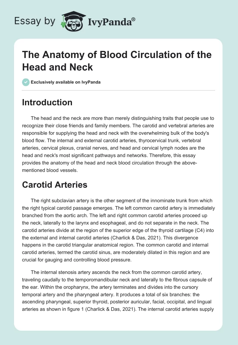 The Anatomy of Blood Circulation of the Head and Neck. Page 1