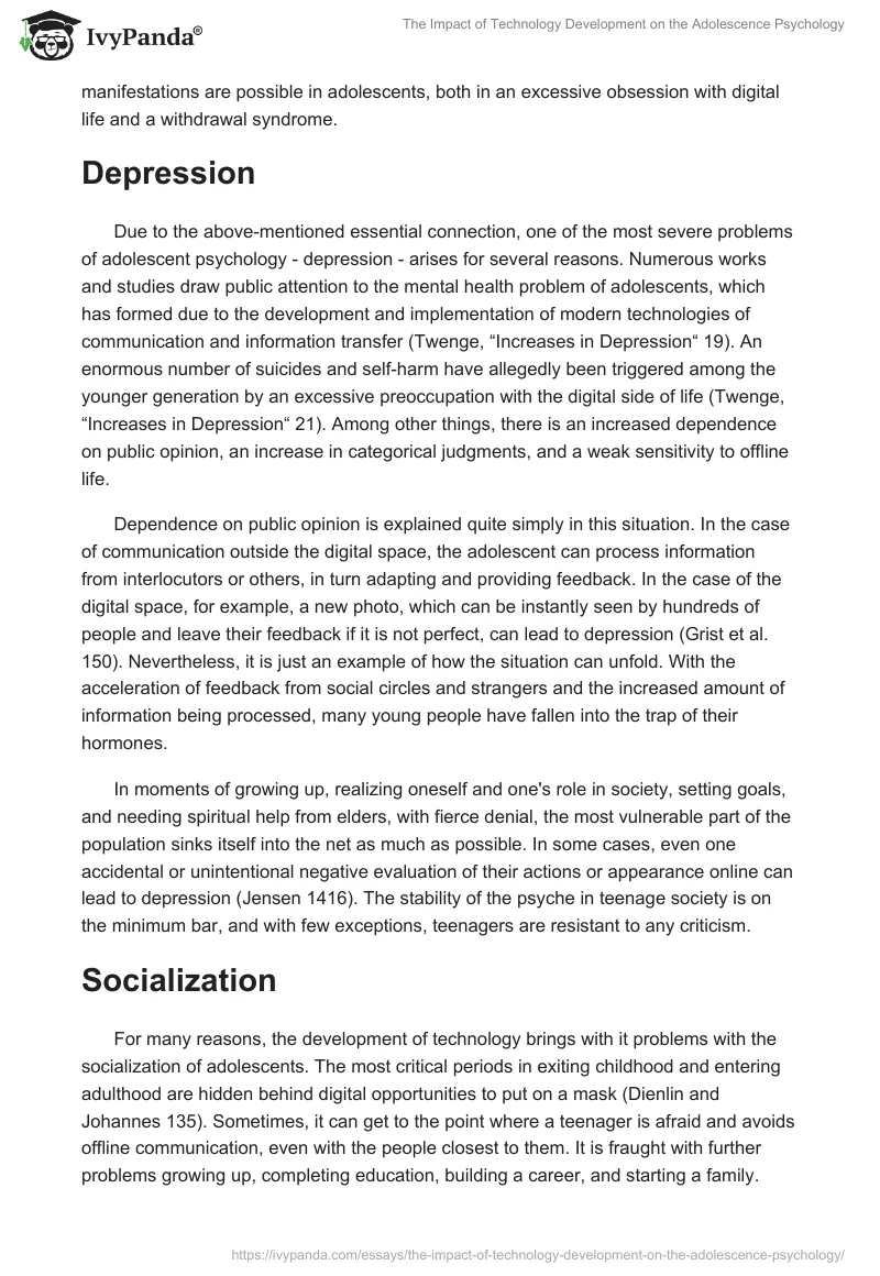 The Impact of Technology Development on the Adolescence Psychology. Page 2