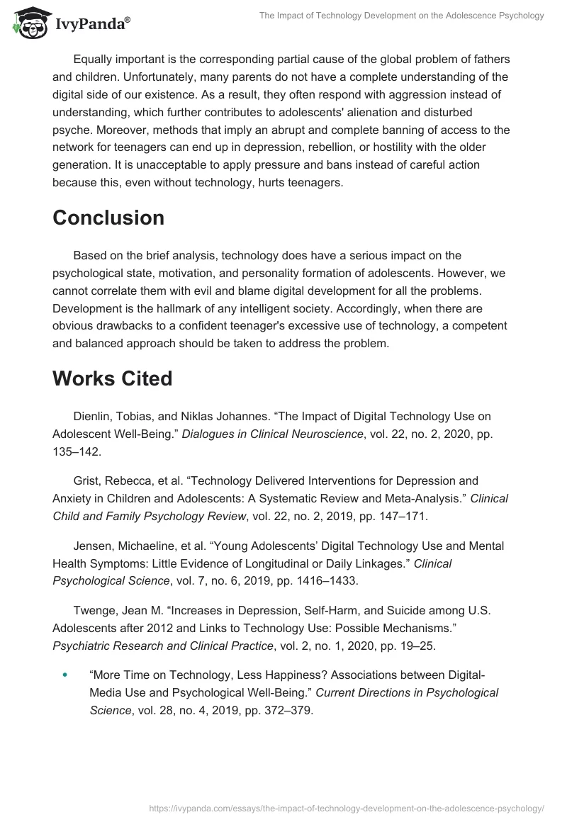 The Impact of Technology Development on the Adolescence Psychology. Page 3