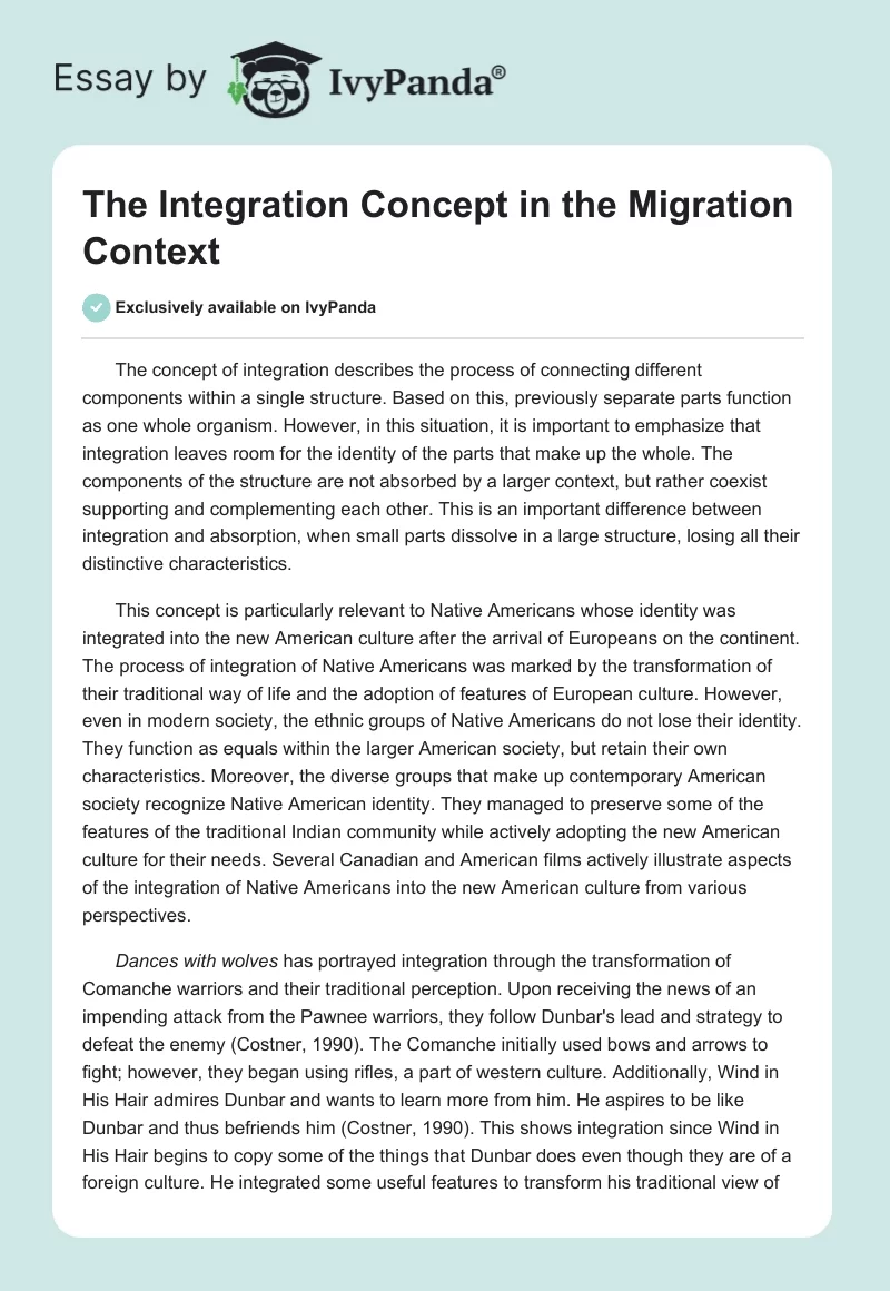 The Integration Concept in the Migration Context. Page 1