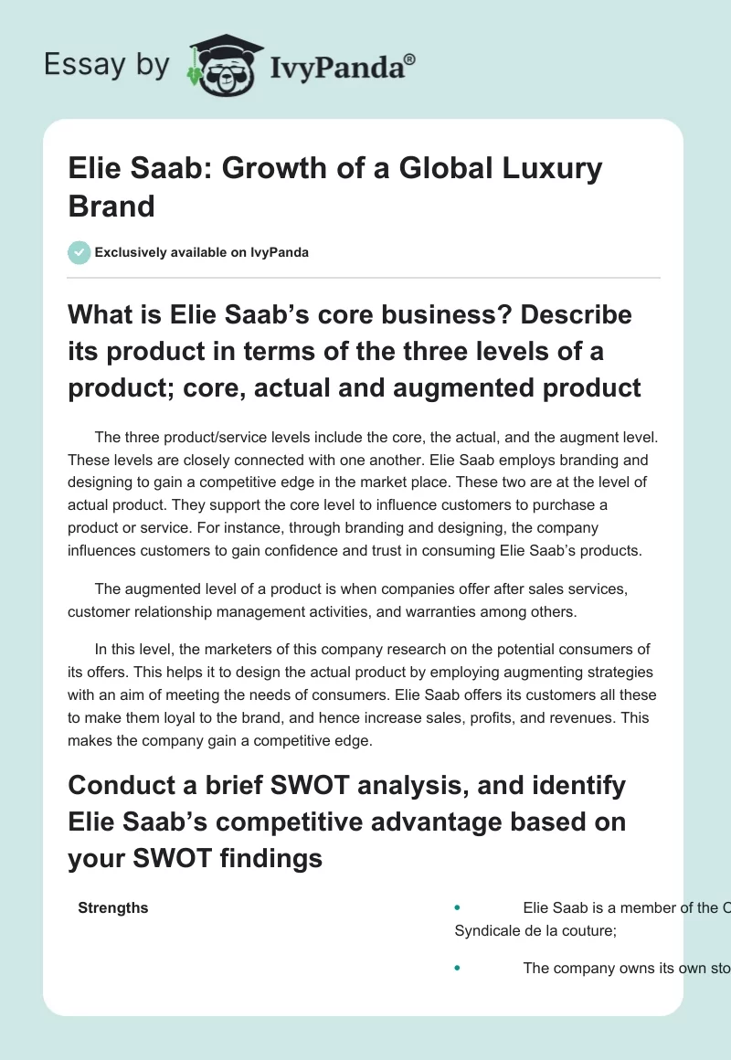 Elie Saab: Growth of a Global Luxury Brand. Page 1