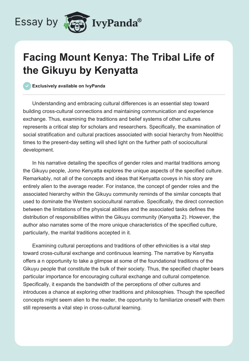 Facing Mount Kenya: The Tribal Life of the Gikuyu by Kenyatta. Page 1