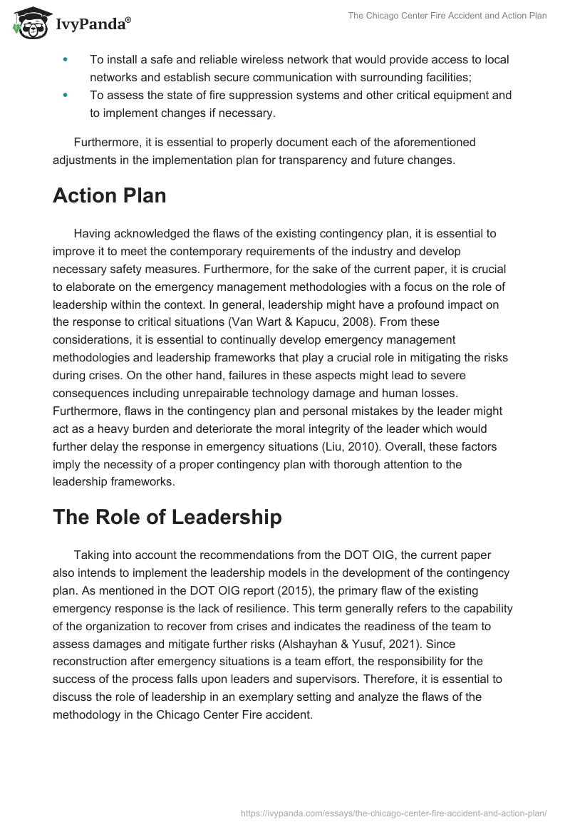 The Chicago Center Fire Accident and Action Plan. Page 3