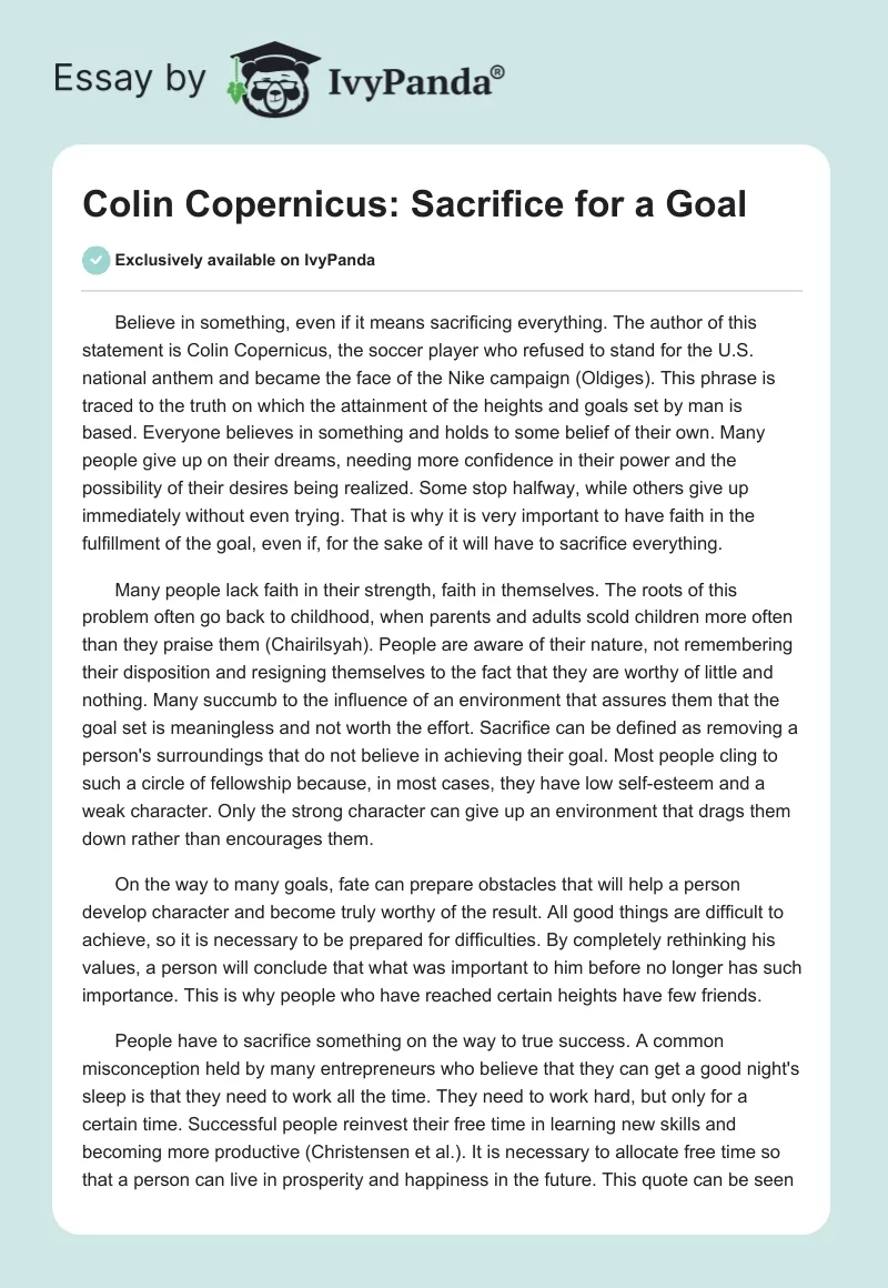 Colin Copernicus: Sacrifice for a Goal. Page 1