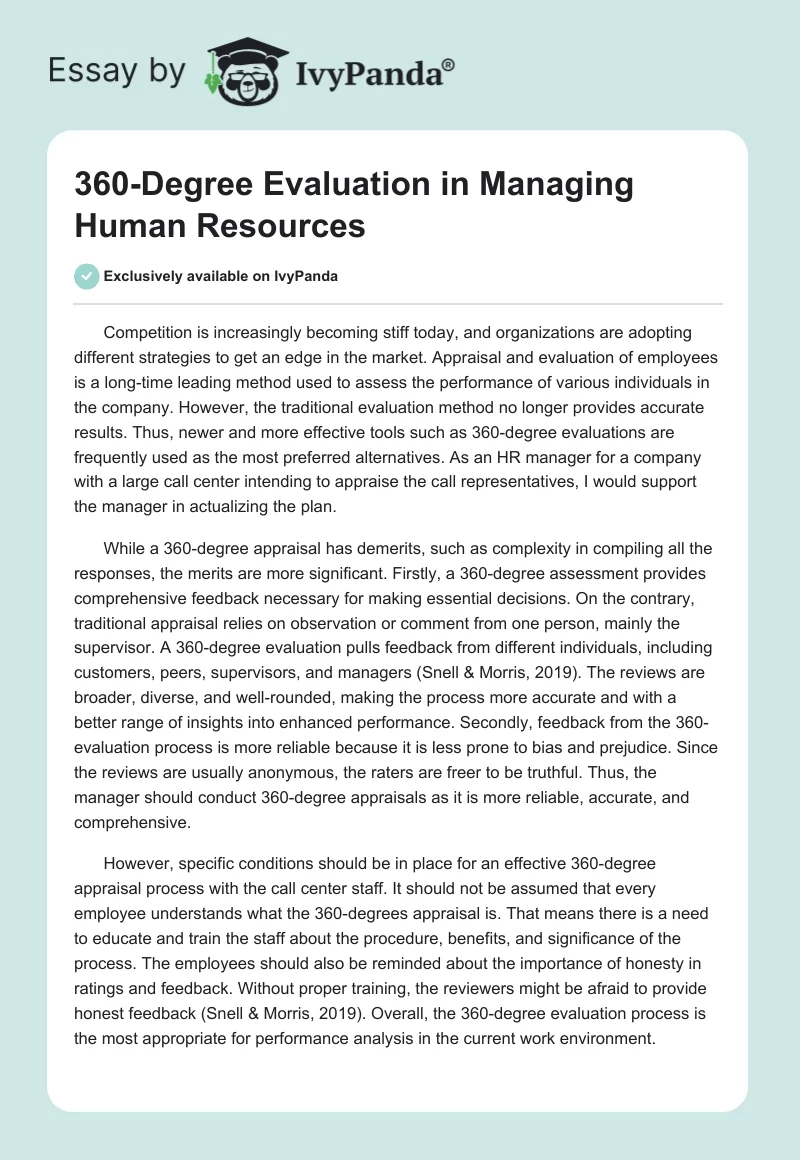 360-Degree Evaluation in Managing Human Resources. Page 1