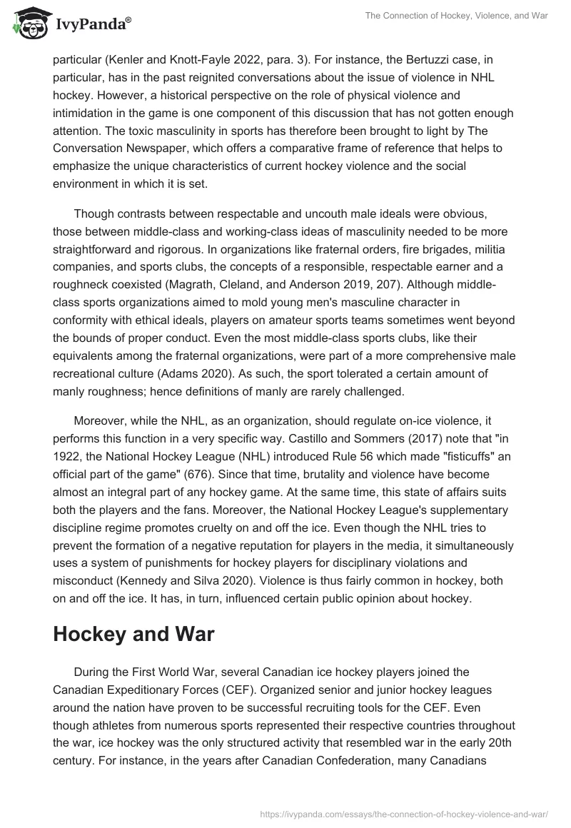 The Connection of Hockey, Violence, and War. Page 3