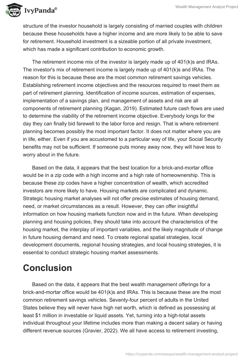 Wealth Management Analyst Project. Page 2
