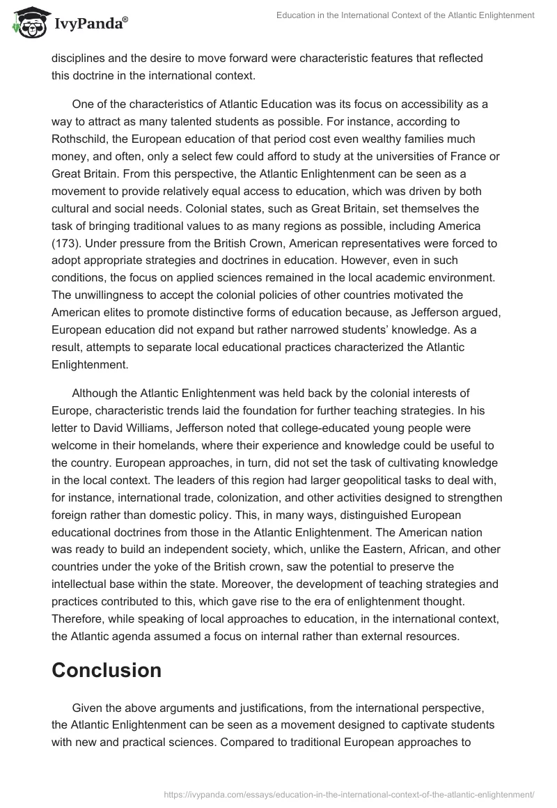 Education in the International Context of the Atlantic Enlightenment. Page 2