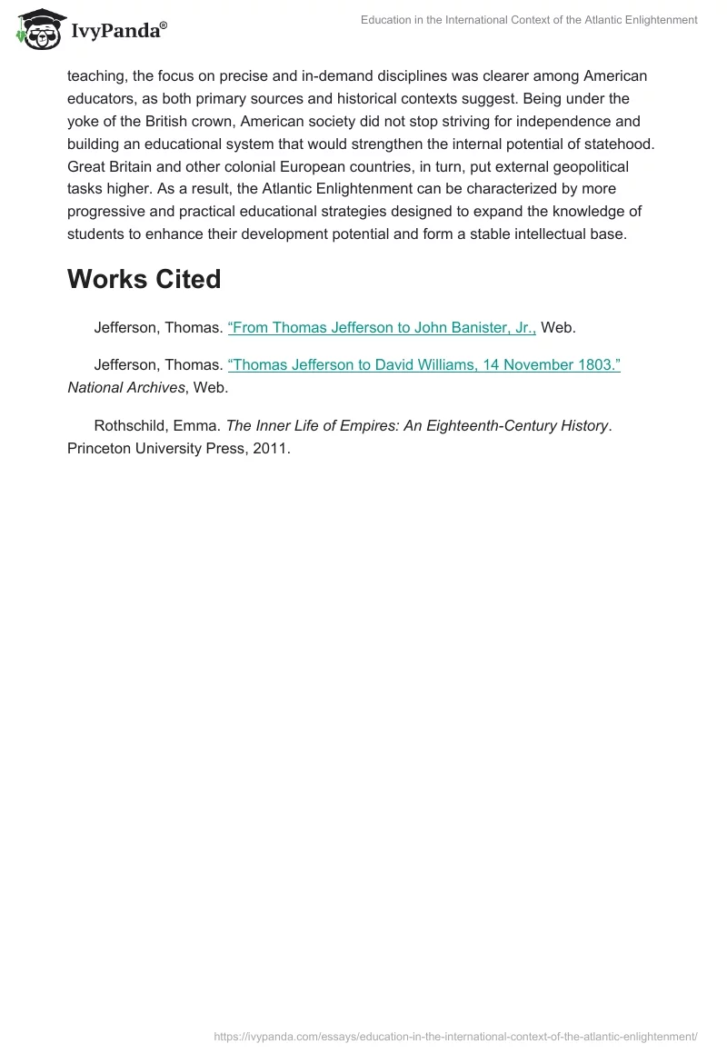Education in the International Context of the Atlantic Enlightenment. Page 3