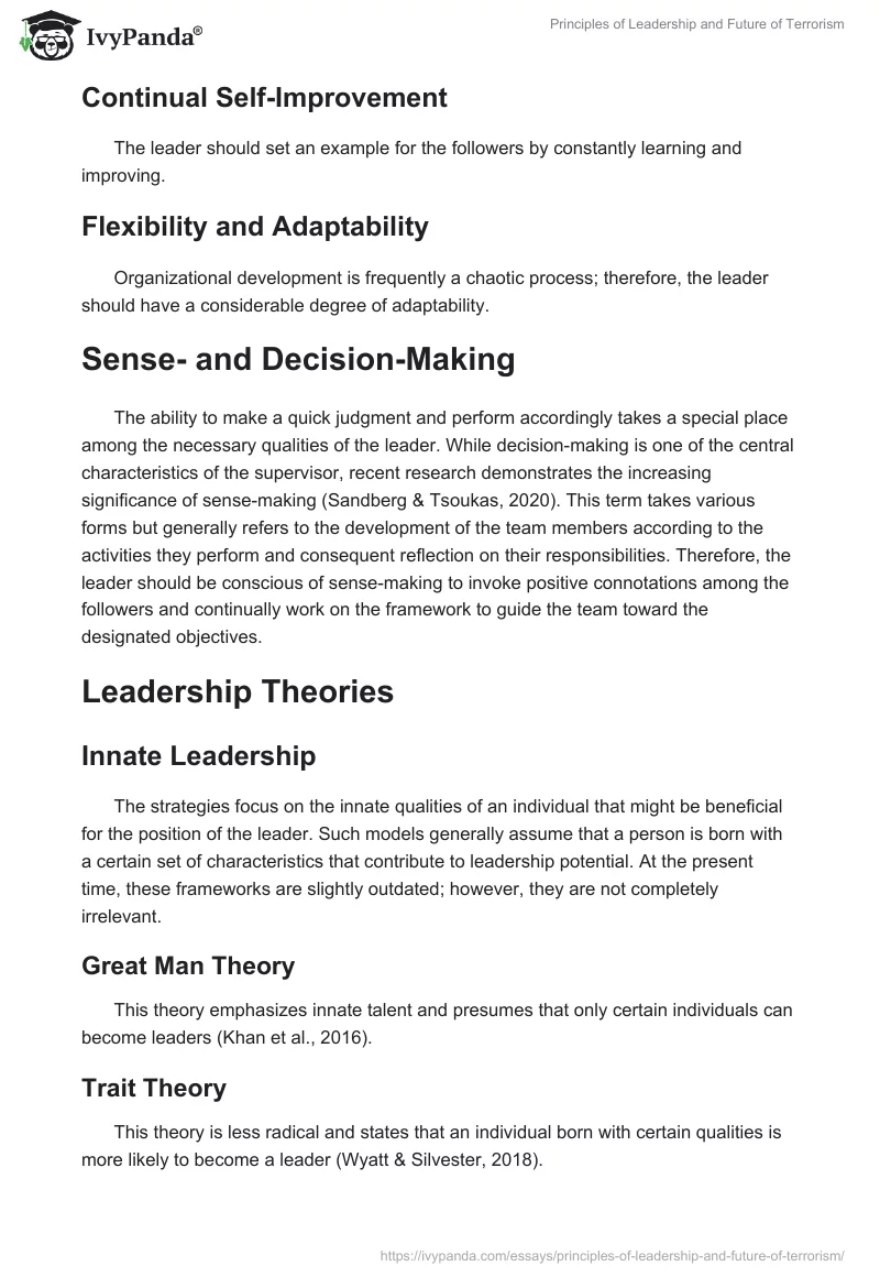 Principles of Leadership and Future of Terrorism. Page 2