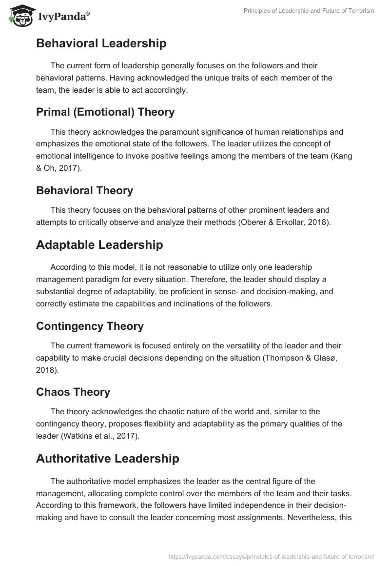 Principles of Leadership and Future of Terrorism. Page 3
