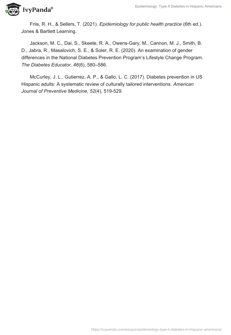 Epidemiology: Type II Diabetes in Hispanic Americans. Page 5