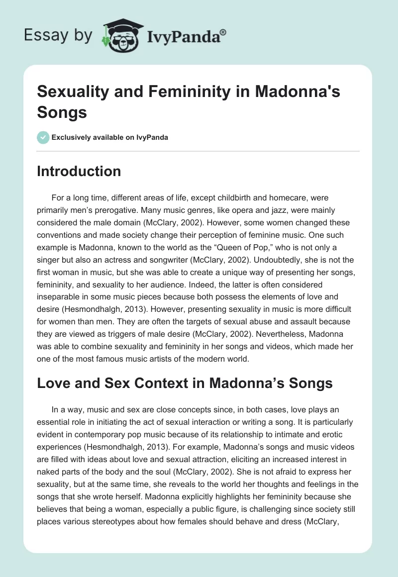 Sexuality and Femininity in Madonna's Songs. Page 1