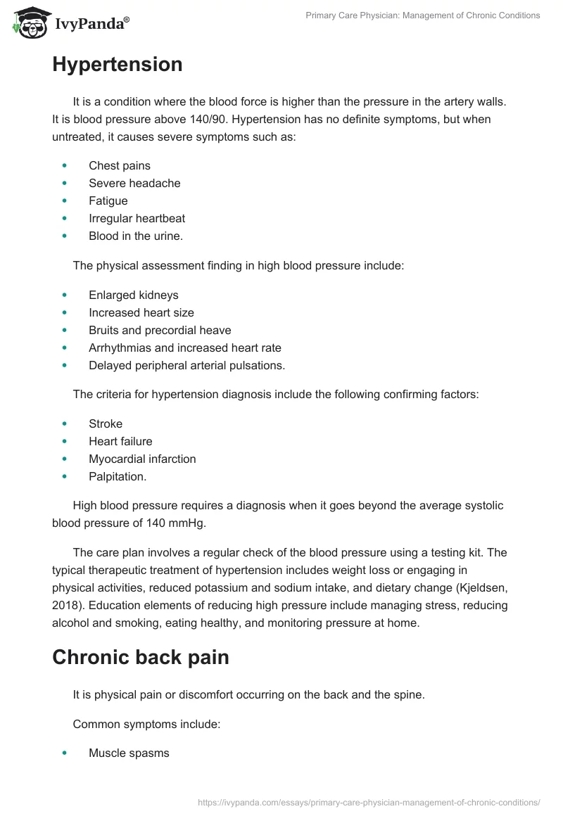 Primary Care Physician: Management of Chronic Conditions. Page 2