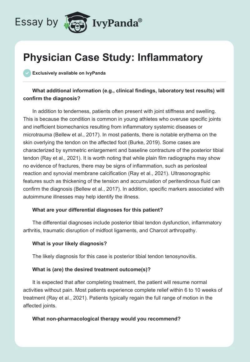 Physician Case Study: Inflammatory. Page 1