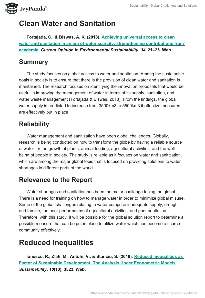 Sustainability: Global Challenges and Solutions. Page 3