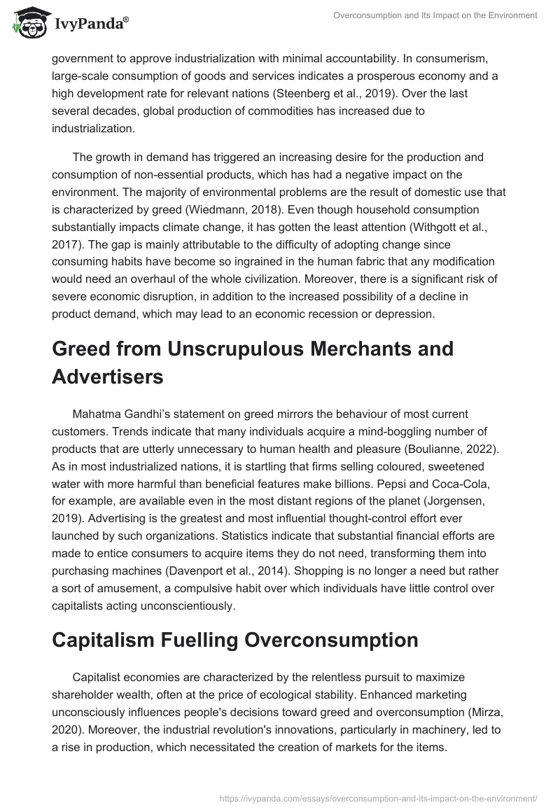 Overconsumption and Its Impact on the Environment. Page 2
