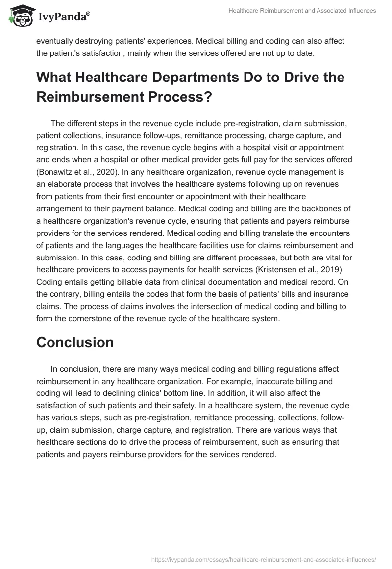 Healthcare Reimbursement and Associated Influences. Page 2