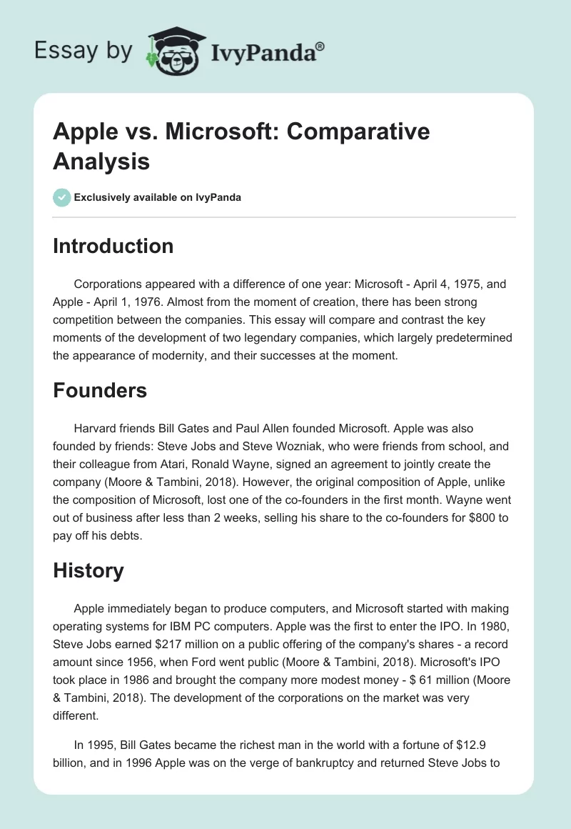 Apple vs. Microsoft: Comparative Analysis. Page 1