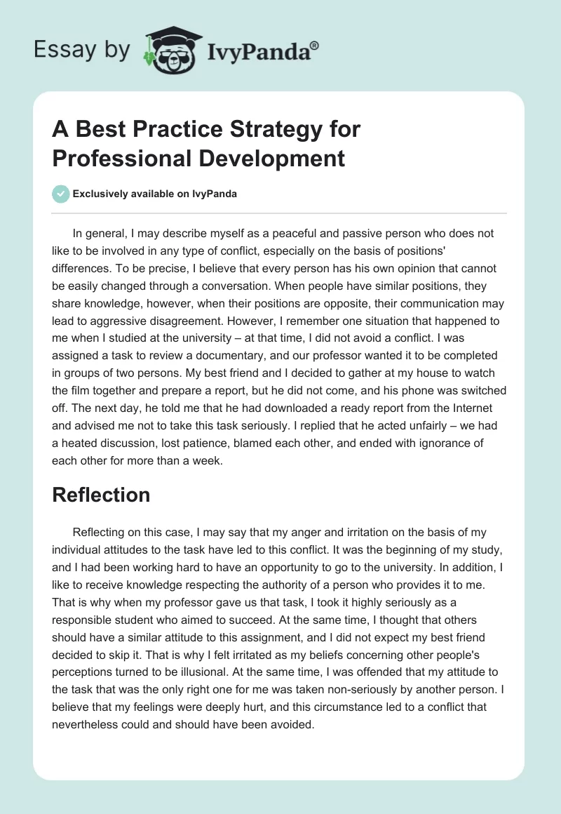 A Best Practice Strategy for Professional Development. Page 1