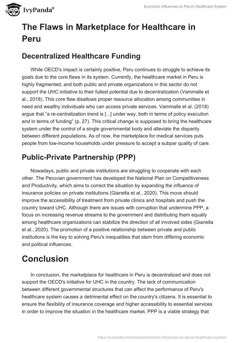 Economic Influences on Peru's Healthcare System. Page 2