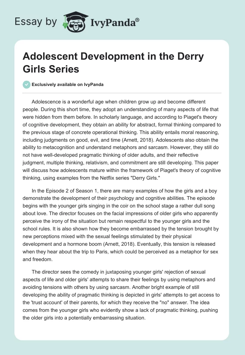 Adolescent Development in the "Derry Girls" Series. Page 1