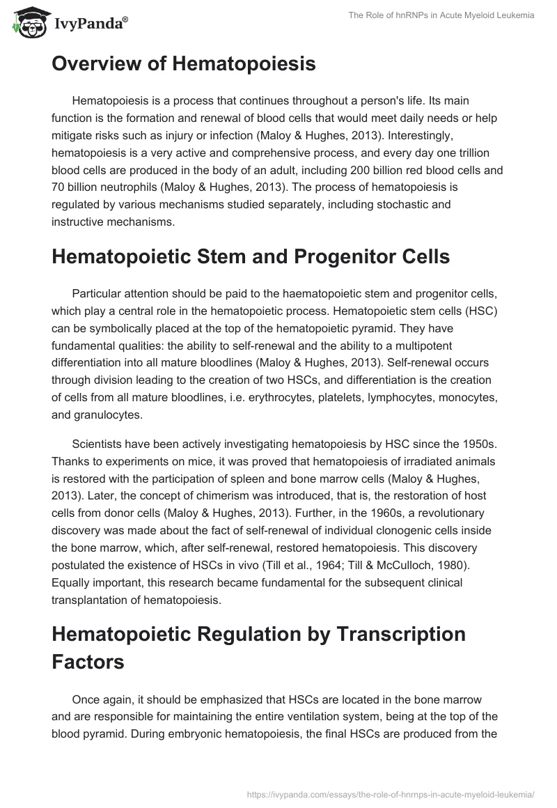 The Role of hnRNPs in Acute Myeloid Leukemia. Page 2