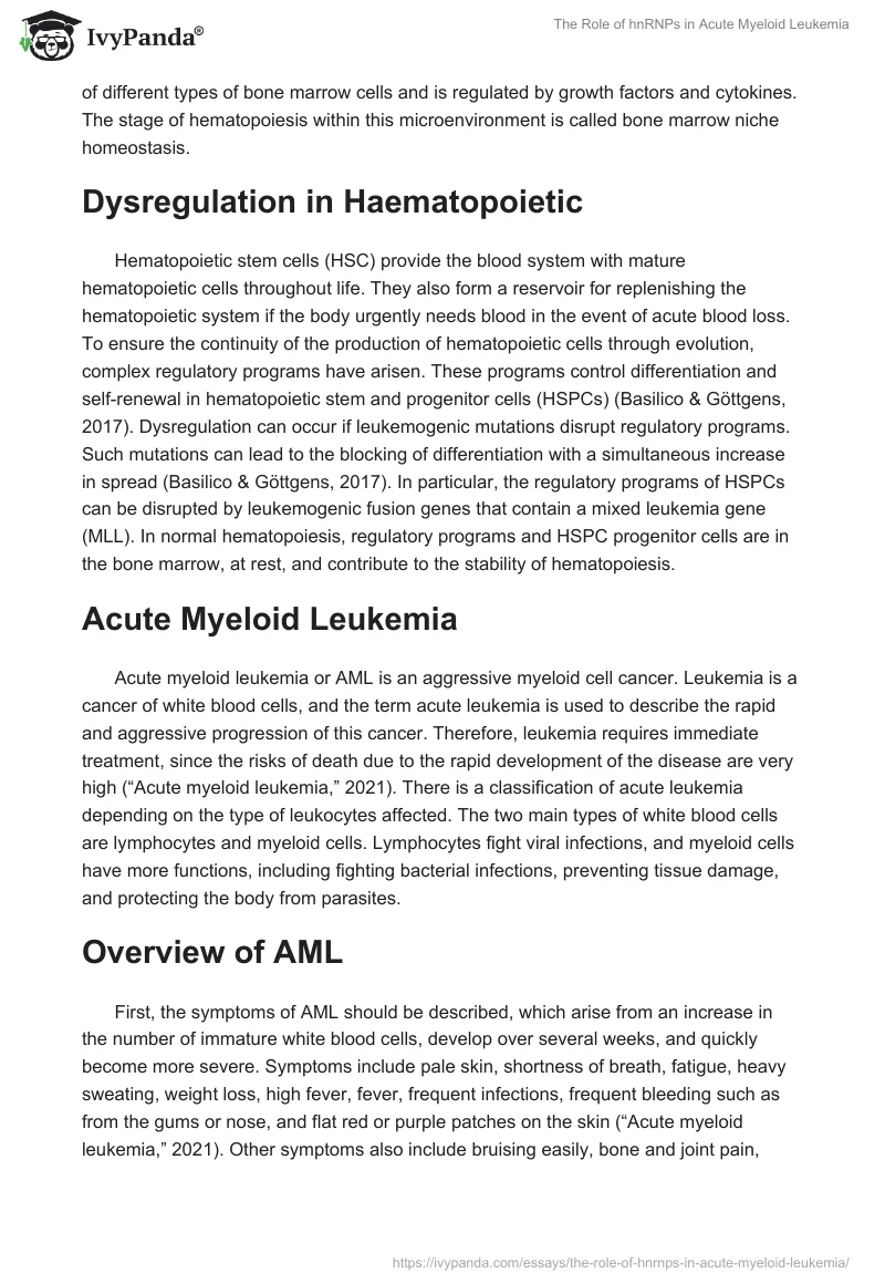 The Role of hnRNPs in Acute Myeloid Leukemia. Page 4