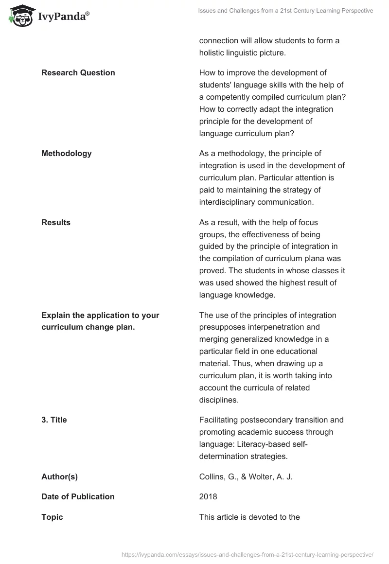 Issues and Challenges from a 21st Century Learning Perspective. Page 3