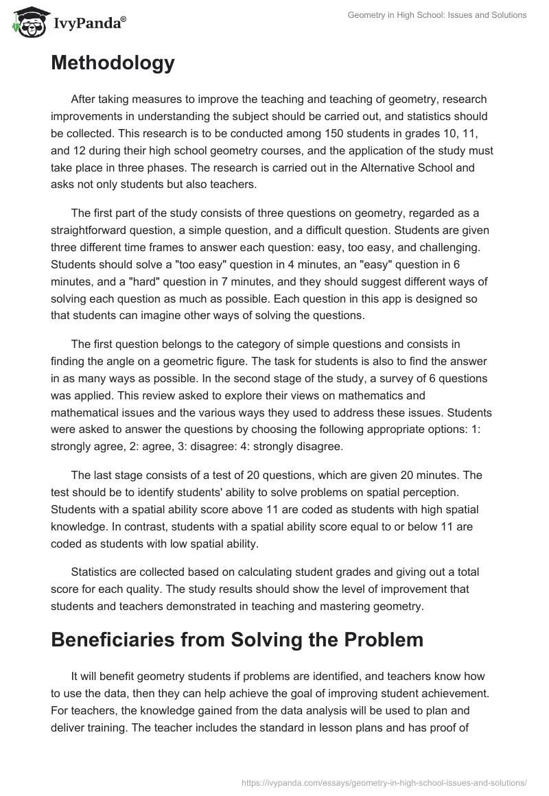 Geometry in High School: Issues and Solutions. Page 4