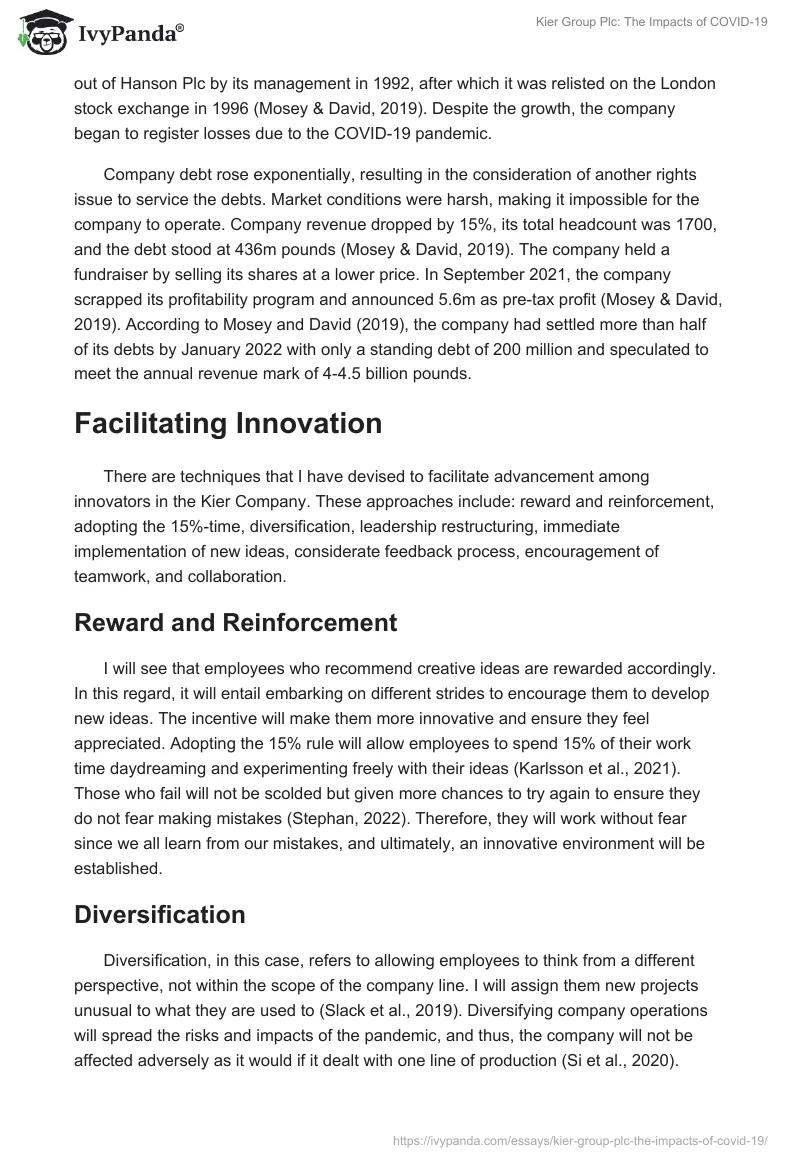Kier Group Plc: The Impacts of COVID-19. Page 2