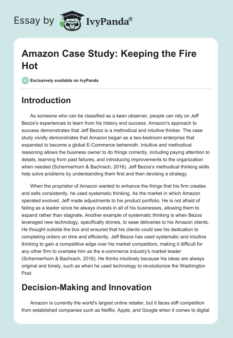 Amazon Case Study: Keeping the Fire Hot. Page 1