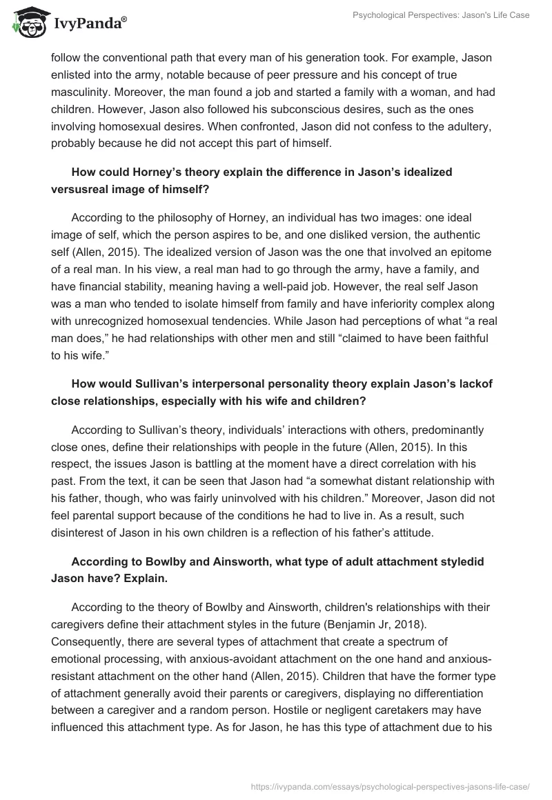 Psychological Perspectives: Jason's Life Case. Page 2