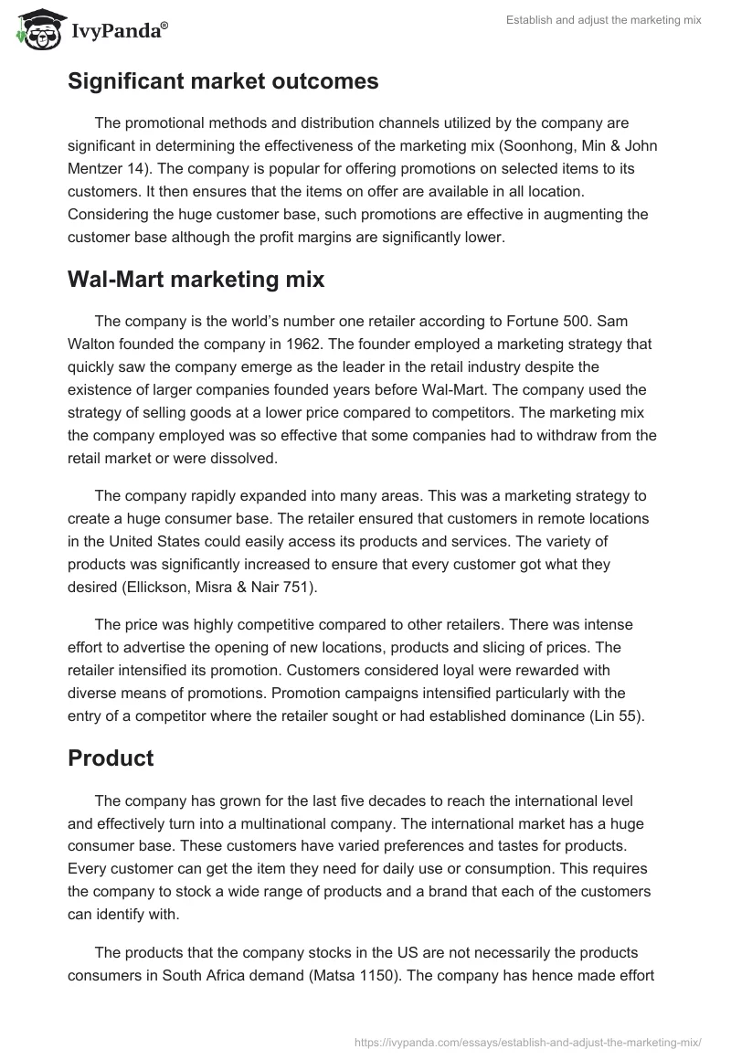 Establish and adjust the marketing mix. Page 3