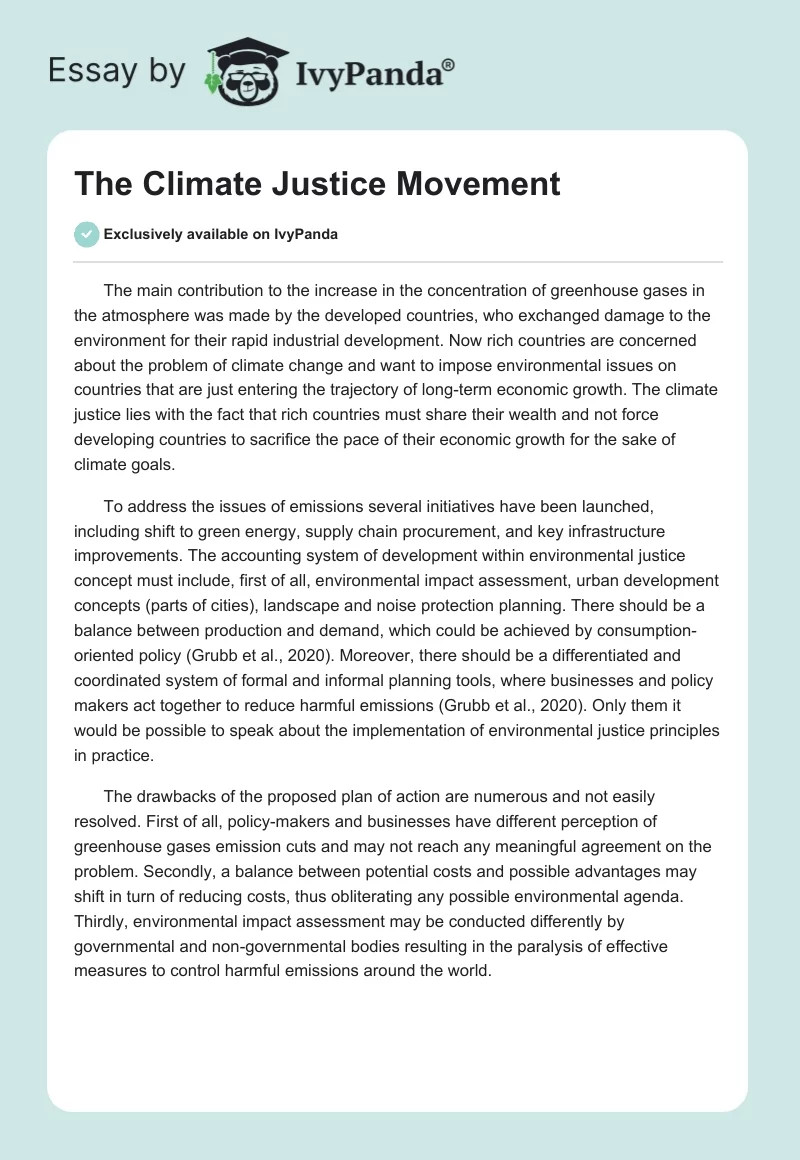 The Climate Justice Movement. Page 1