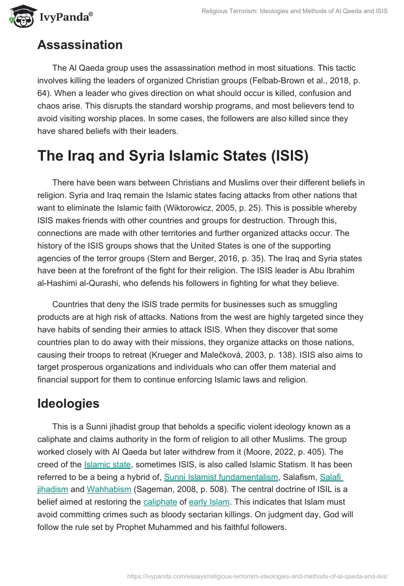 Religious Terrorism: Ideologies and Methods of Al Qaeda and ISIS. Page 4