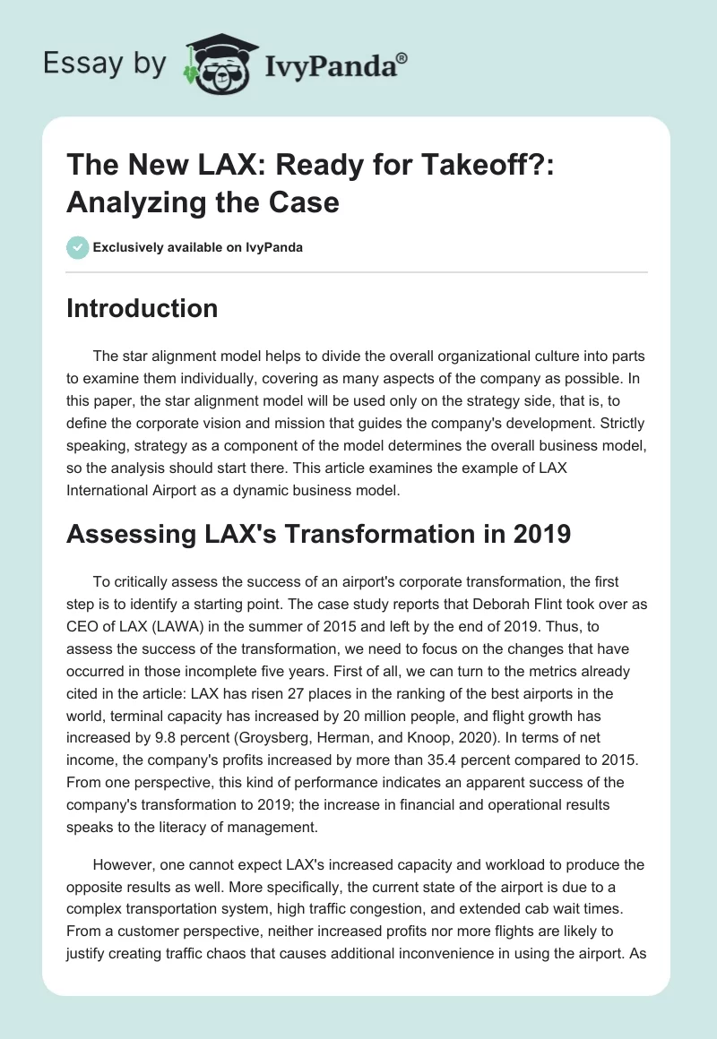 "The New LAX: Ready for Takeoff?": Analyzing the Case. Page 1