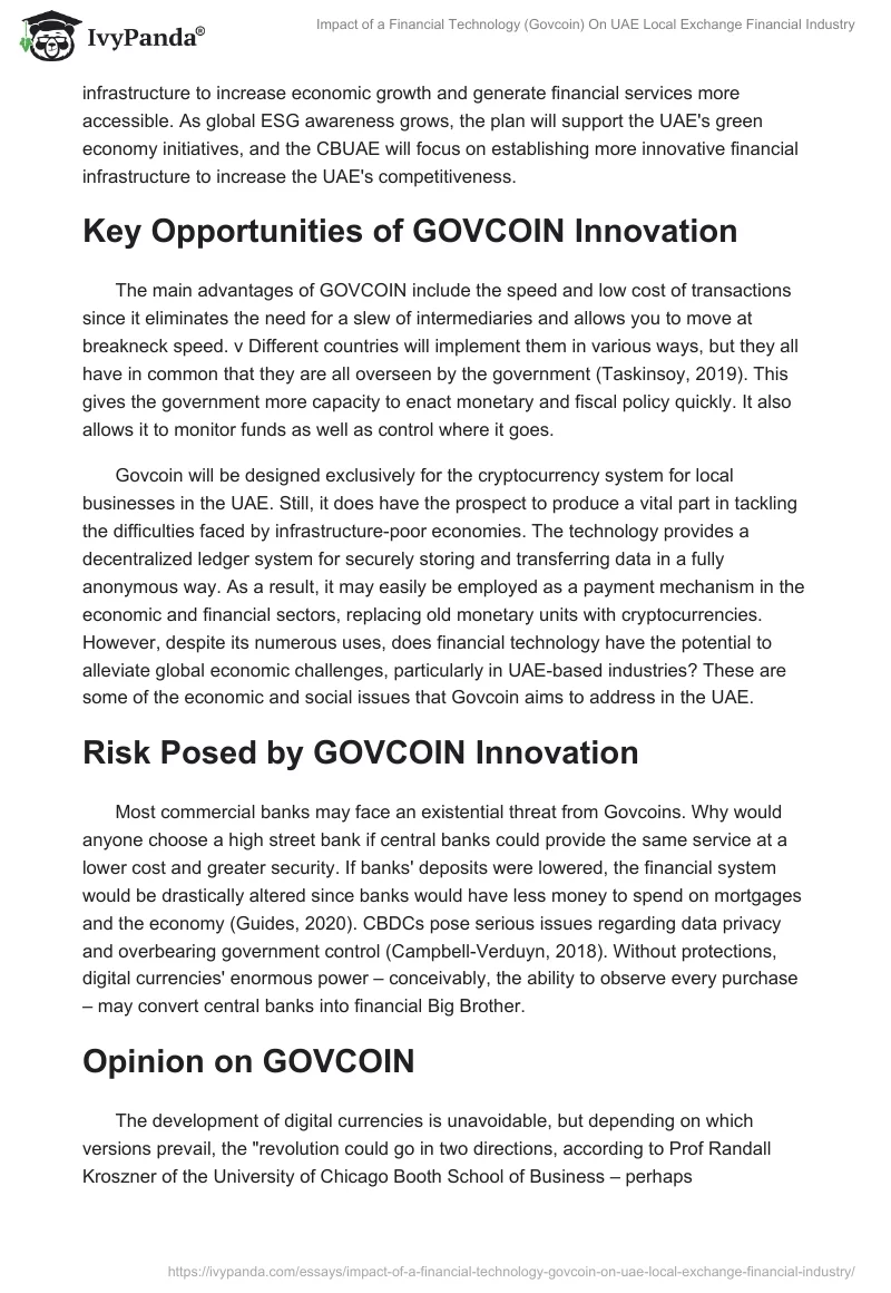 Impact of a Financial Technology (Govcoin) On UAE Local Exchange Financial Industry. Page 2