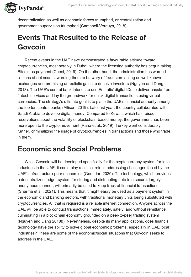 Impact of a Financial Technology (Govcoin) On UAE Local Exchange Financial Industry. Page 3
