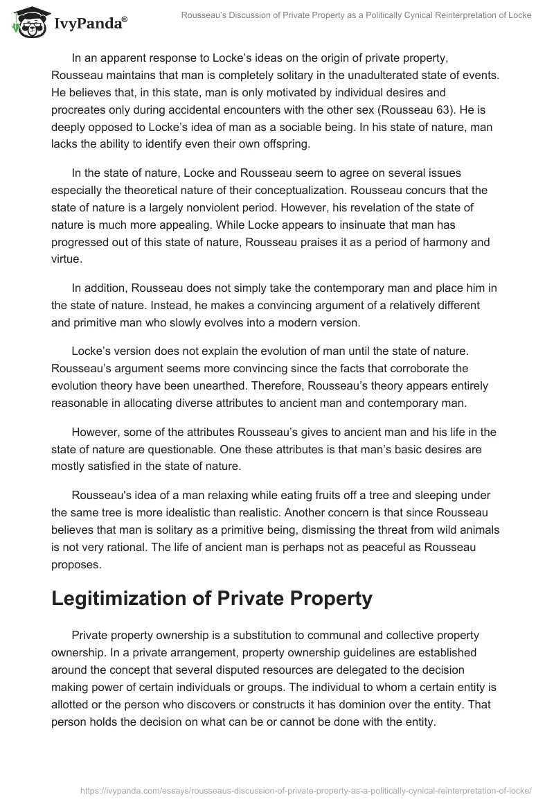 Rousseau’s Discussion of Private Property as a Politically Cynical Reinterpretation of Locke. Page 2