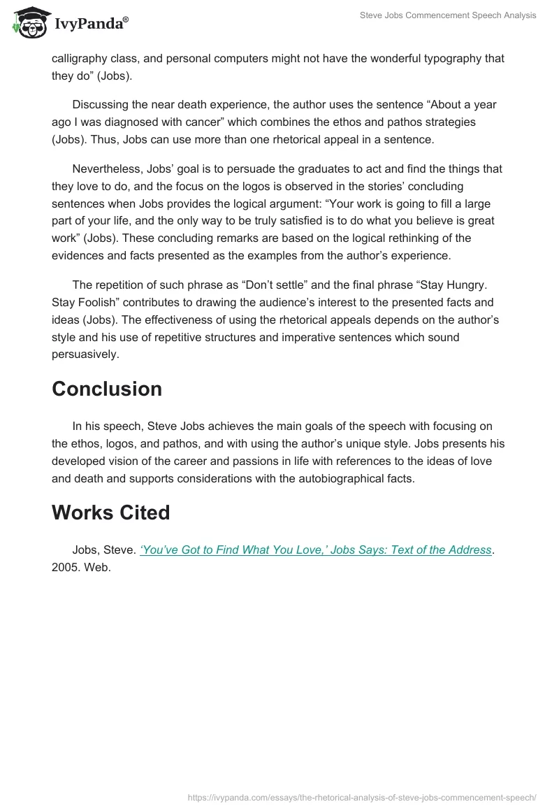 Steve Jobs Commencement Speech Analysis. Page 3