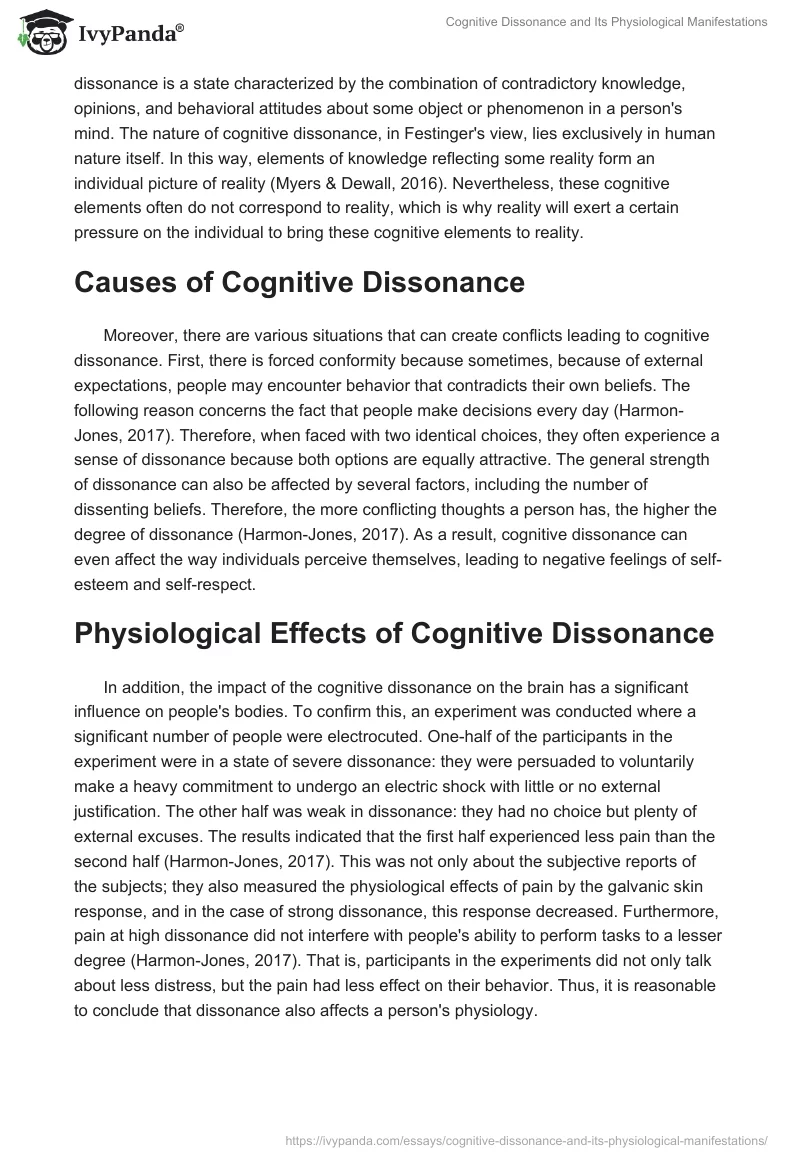 Cognitive Dissonance and Its Physiological Manifestations. Page 2
