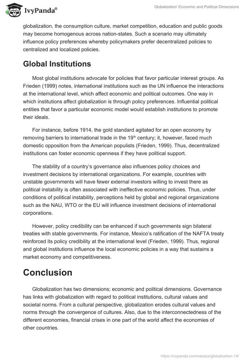 Globalization' Economic and Political Dimensions. Page 5