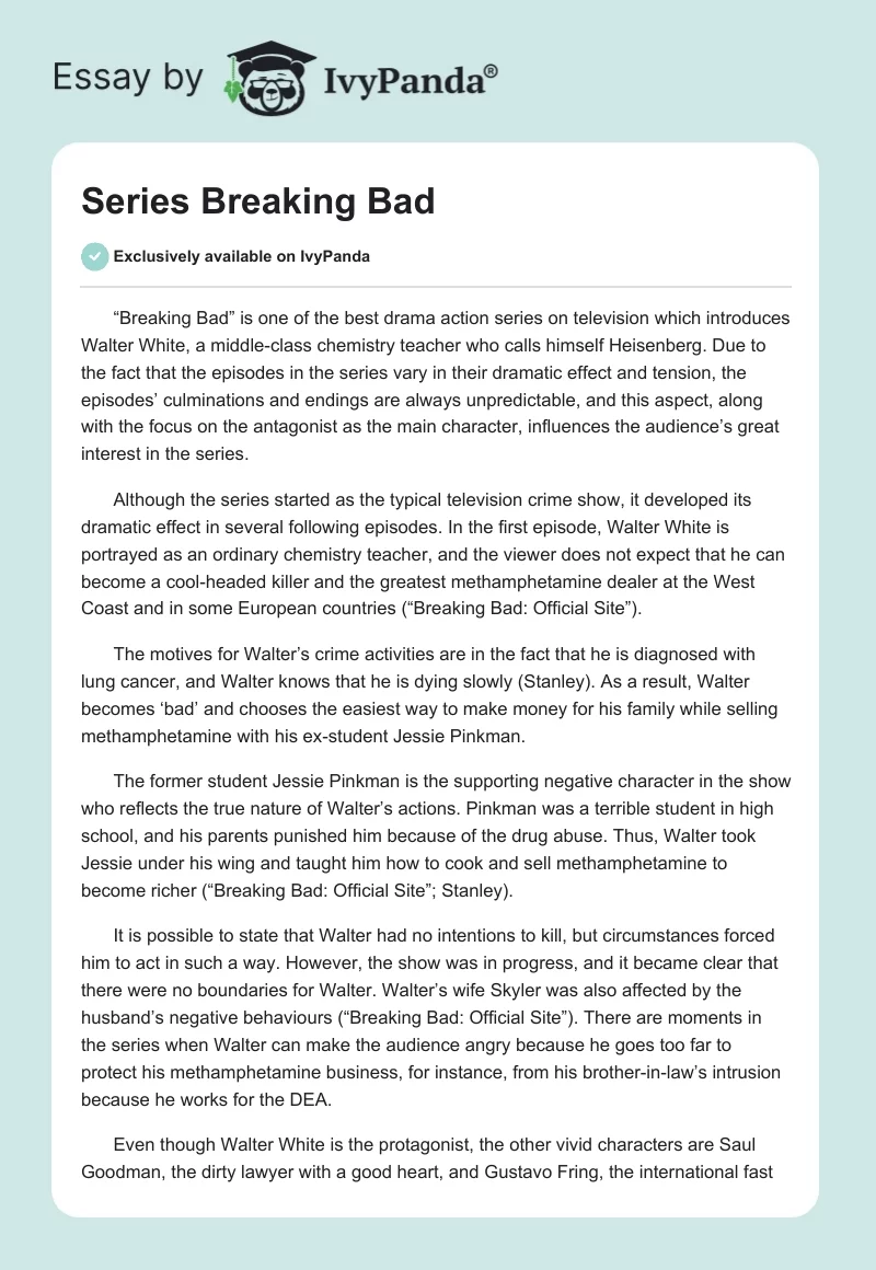 Series "Breaking Bad". Page 1