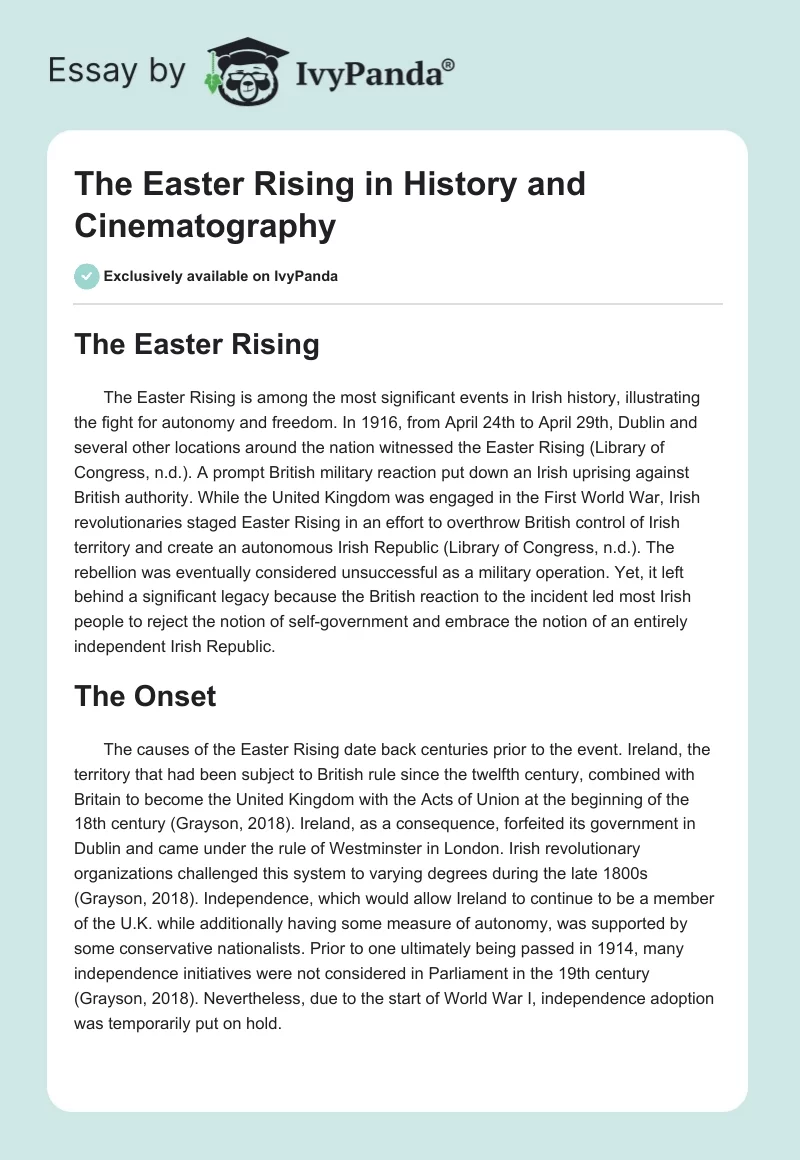 The Easter Rising in History and Cinematography. Page 1