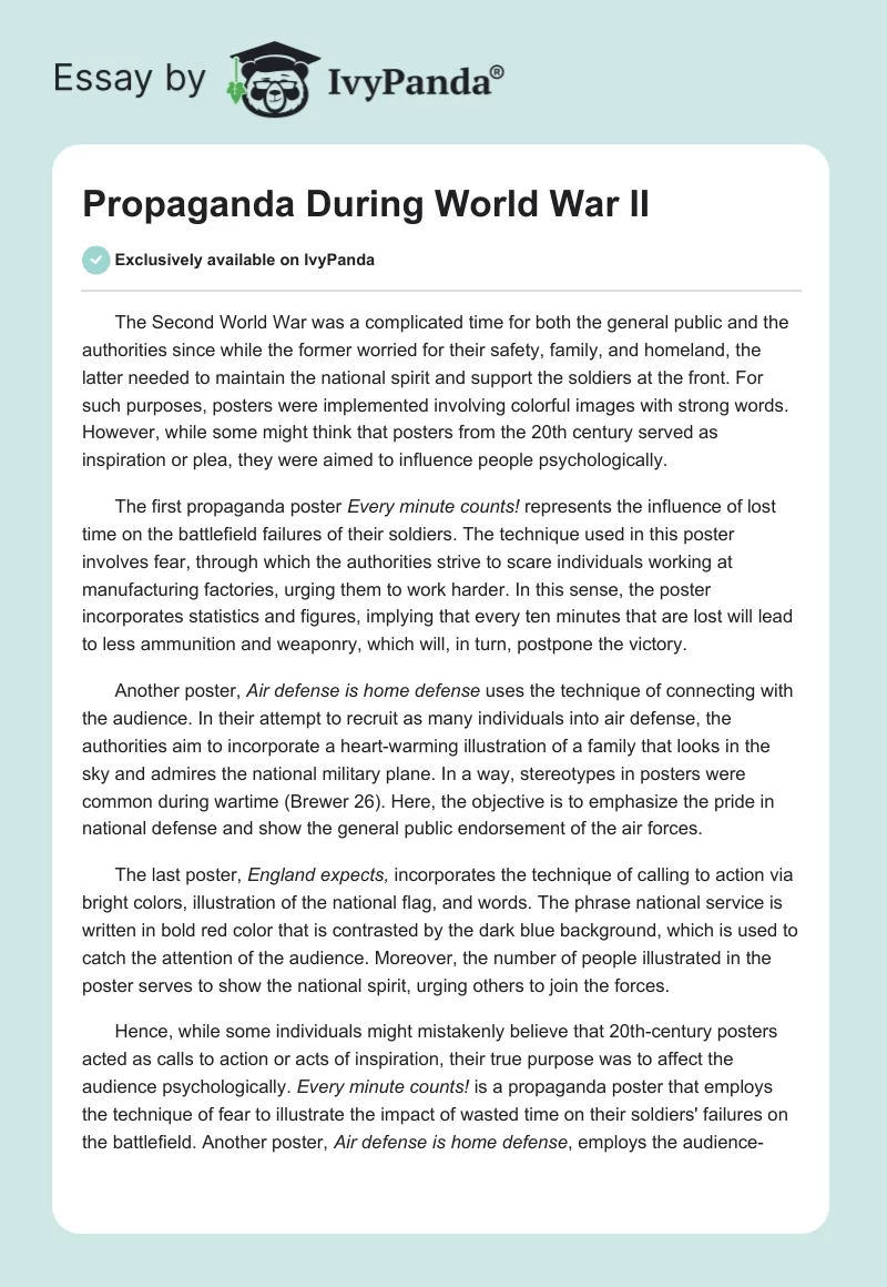 Propaganda During World War II. Page 1
